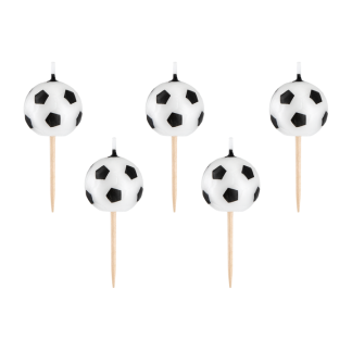 Velas de fútbol blancas y negras – 5 unidades
