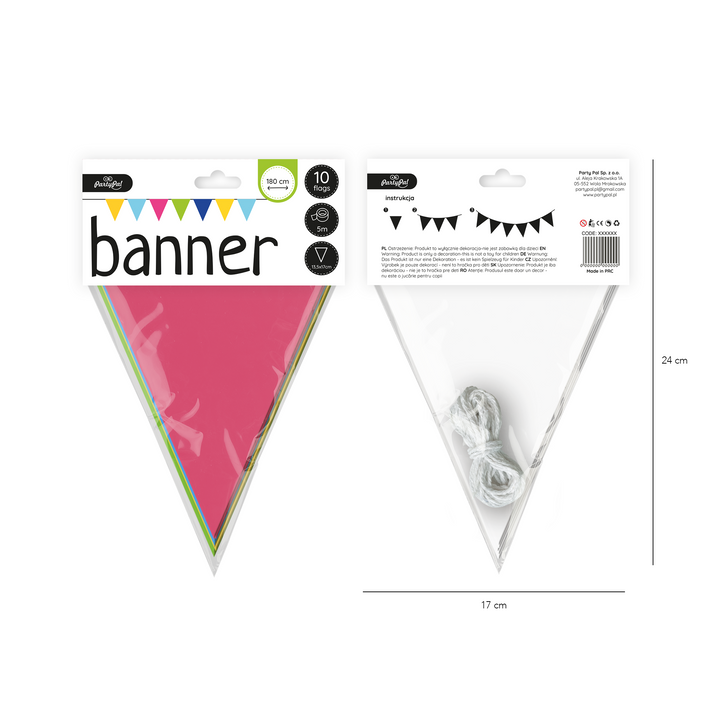 Guirnalda de banderines de colores – 180 cm